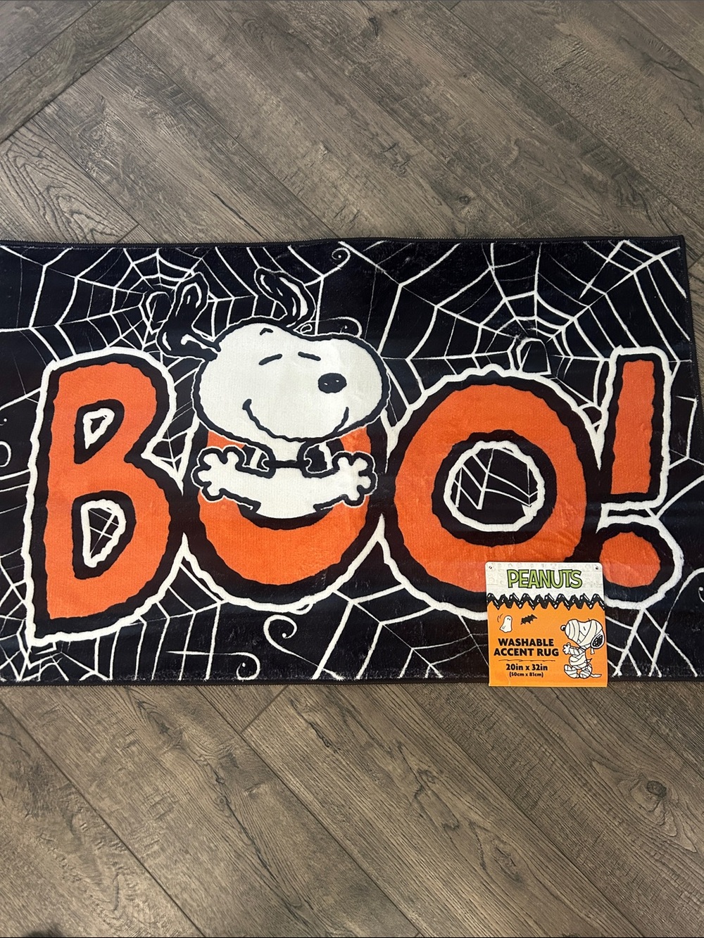 Peanuts Snoopy Halloween Accent Rug - Black & Orange 'BOO!'